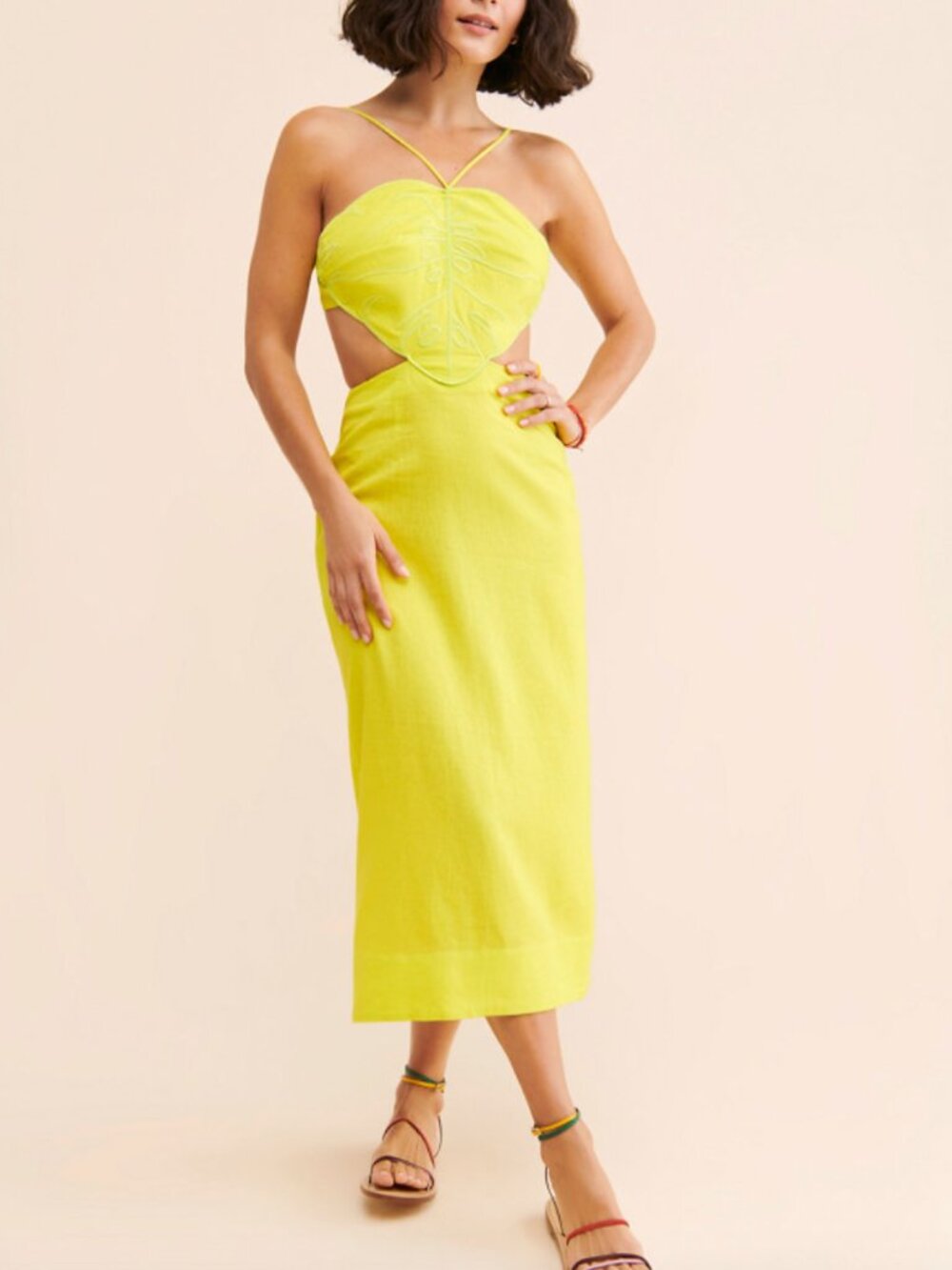 FARM RIO Monstera Midi Dress Size Small
